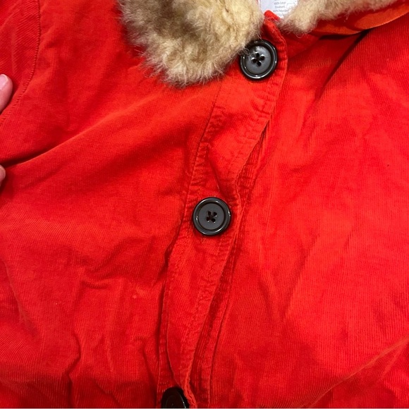Gymboree girls 10-12 jacket button up faux fur reddish orange perfect condition - Picture 4 of 5